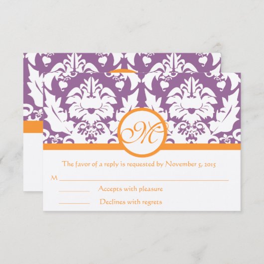 RSVPカード – 5 x 7サイズの初期化が必要 (正面/裏面)