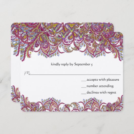 RSVPカード – 5 x 7サイズの初期化が必要 (正面/裏面)