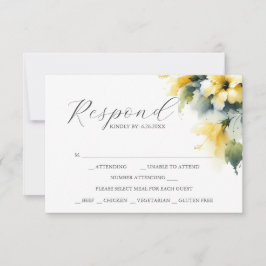 RSVPカード(Meal Choice BlueおよびYellow付き) 出欠カード