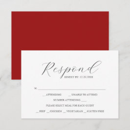 RSVPカード(Meal Choice Red) 出欠カード