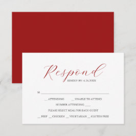 RSVPカード(Meal Choice Red) 出欠カード