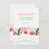 RSVPカード%PIPE%ピンクの緑を結婚しているヴィンテージの蘭 招待状 (正面/裏面)