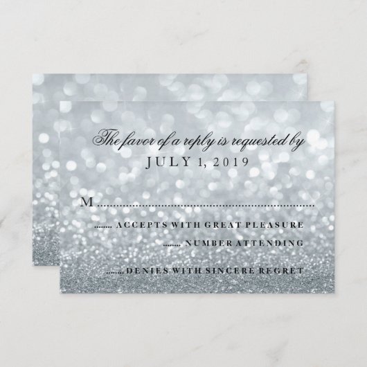 RSVPカード – Silver Glit Fab (正面/裏面)