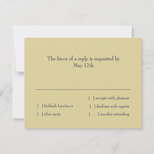 RSVPカードDavidの白い星Any Color 招待状 (裏面)