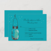 RSVPカードMason Jarと蛍 出欠カード (正面/裏面)