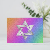 RSVPカードSilver Starカラフル付き非常に虹 出欠カード (スタンド正面)