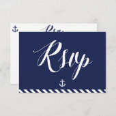RSVPカー航海のドforの結婚付きストライプ 出欠カード (正面/裏面)