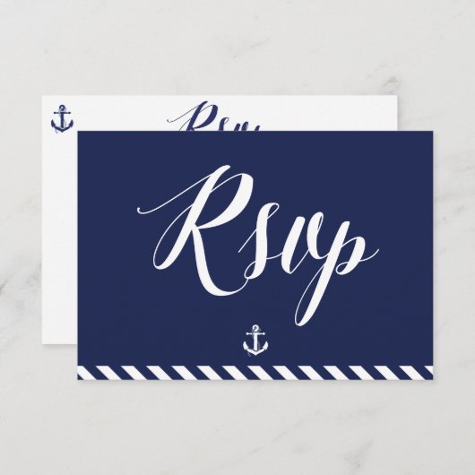 RSVPカー航海のドforの結婚付きストライプ 出欠カード (正面/裏面)