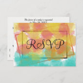 RSVPガイアートッシュのジオメトリック水色 出欠カード (正面/裏面)