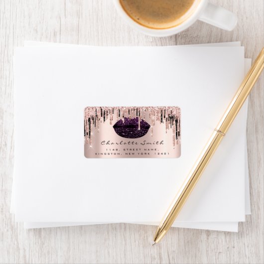 RSVPキスバラリップパープルバラグリッターメイクアップ ラベル (インサイチュ)