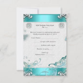 RSVPキンセアニェラパーティーティール(緑がかった色)ティアラリップスティックシューズ 出欠カード (裏面)