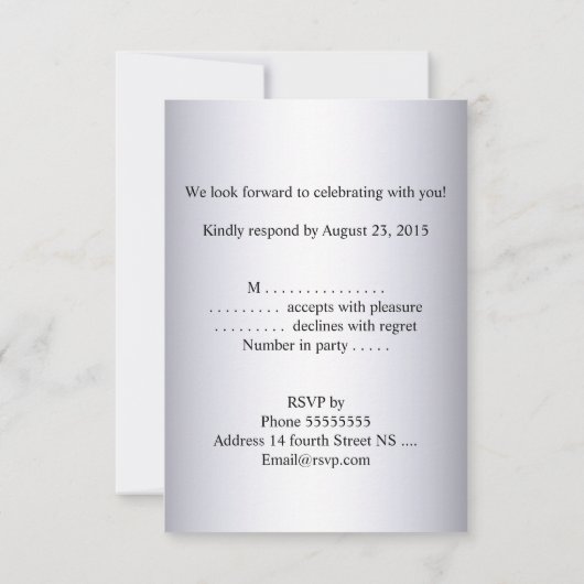 RSVPキンセアニェラピンクシルバーティアラエッフェルタワー 出欠カード (裏面)