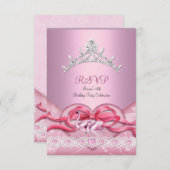 RSVPキンセアニェラホワイトピンクスワンズティアラハート 出欠カード (正面/裏面)