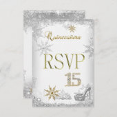 RSVPキンセアニェラ15シルバーホワイト金ゴールドエリート 出欠カード (正面/裏面)