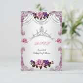 RSVPキンセアニェラ15 15thホワイトピンクローズティアラ 招待状 (スタンド正面)