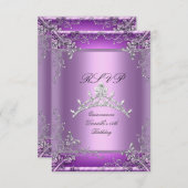 RSVPキンセアニェラ15th誕生日パーティパープル 出欠カード (正面/裏面)