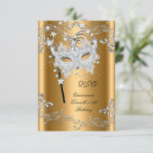 RSVPキンセアニェラ15th誕生日金ゴールドマスカレード 出欠カード (スタンド正面)