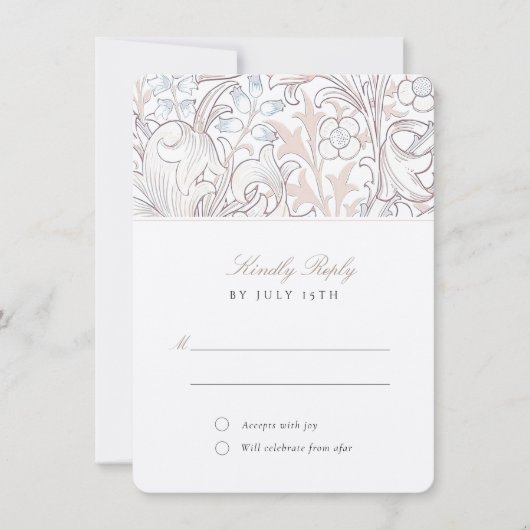 RSVPクラシックゴールデンリリー結婚パステル 招待状 (正面)