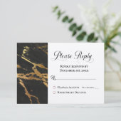 RSVPクラシック金ゴールドMarblingでブラックに返信 (スタンド正面)