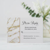 RSVPクラシック金ゴールドmarblingでホワイトに返信 (スタンド正面)