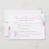 RSVPグラフィックモダンフラワー花びら結婚ズパープル 出欠カード (裏面)