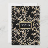 RSVPグラムオールドハリウッドリージェンシーブラック結婚ズ 招待状 (正面)