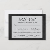 RSVPグレーとブラックチャックボードの応答結婚カード 出欠カード (正面)