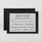 RSVPグレーとブラックチャックボードの応答結婚カード 出欠カード (正面/裏面)
