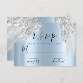 RSVPグレースウィート16thドレスブライダルシャワーブルー 出欠カード (正面/裏面)