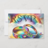 RSVPゲイレズビアンレインボーリングや輪RSVP 招待状 (正面)