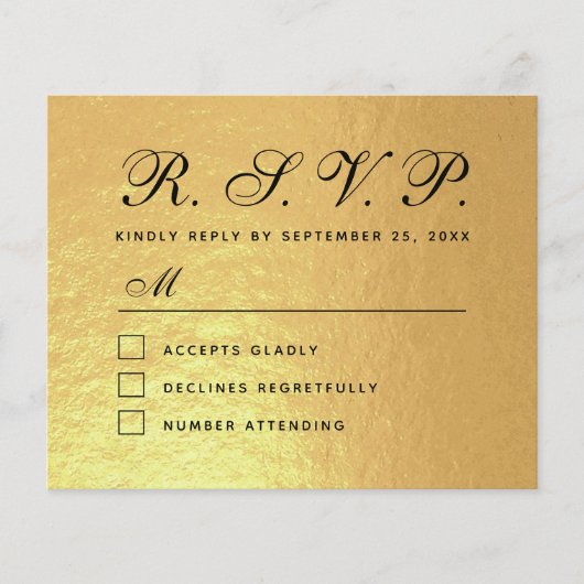 RSVPゴールドフェイクフォイル予算の対応カー結婚ド (正面)