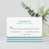 RSVPシェブロン結婚ジグザグモダン 出欠カード (スタンド正面)
