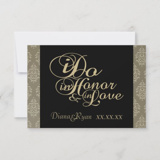 RSVPシャンパンダマスクカード 出欠カード (正面)