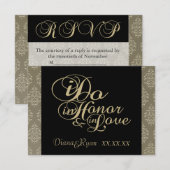 RSVPシャンパンダマスクカード 出欠カード (正面/裏面)