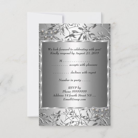 RSVPシルバーエレガントフローラバタフライジュエル 出欠カード (裏面)