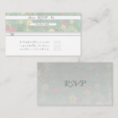 RSVPシルバーグリーンフローラ結婚ズ エンクロージャーカード (正面/裏面)