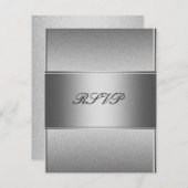 RSVPシルバーグレーメタルブラック21歳の誕生日 招待状 (正面/裏面)