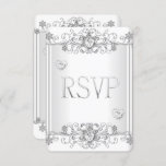 RSVPシルバーホワイトダイヤモンドハート2 招待状<br><div class="desc">RSVP返信25thエレガント's Anniversary Silver White Diamond結婚ハートジュエル。上品なエレガントすべての行事変わっちゃうだけ。パーティー誕生日招待状テンプレート</div>