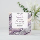 *~* RSVPシルバーラベンダーQRアゲートAR66 結婚s 招待状 (スタンド正面)