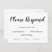RSVPシンプルのカ結婚ード ポストカード (正面/裏面)