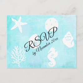 RSVPシーサイドシーシェルをテーマ結婚にした ポストカード
