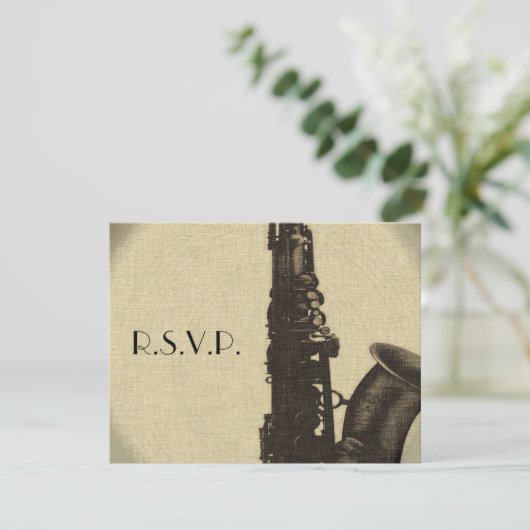 RSVPジャズエイジ結婚式招待状アールデコスタイル 出欠カード (スタンド正面)