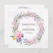 *~* RSVPスウィートボホフローラリースQR AR結婚12 招待状 (正面/裏面)