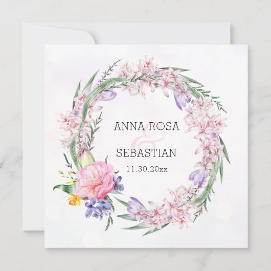 *~* RSVPスウィートボホフローラリースQR AR結婚12 招待状 (正面)