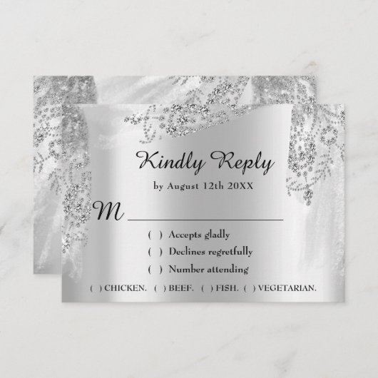 RSVPスウィート16ブライダルシャワー結婚ズグ王室のレイ 出欠カード (正面/裏面)