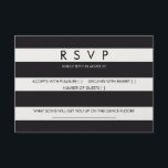 RSVPストライプ白黒結婚のカード 出欠カード<br><div class="desc">シック航海のなパックと白ストライプいのカスタムウェディングrsvp.一致するステーショナリーを見つける： http://www.zazzle.co.uk/designbyredline/gifts?cg=196521080171907543</div>