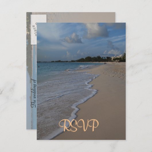 RSVPスペシャルビーチ結婚式 インビテーションポストカード (正面/裏面)