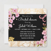 RSVPソーリーティール(緑がかった色)金ゴールドダマスクブライダルシャワー 招待状 (正面)