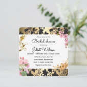 RSVPソーリーホワイトティール(緑がかった色)ダマスクブライダルシャワー 招待状 (スタンド正面)