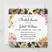 RSVPソーリーホワイトティール(緑がかった色)ダマスクブライダルシャワー 招待状 (正面)